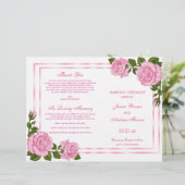 Hübsches Pink Corner Bouquets Hochzeitsprogramm (Stehend Vorderseite)