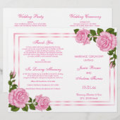 Hübsches Pink Corner Bouquets Hochzeitsprogramm (Vorne/Hinten)