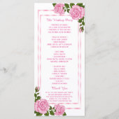 Hübsches Pink Corner Bouquets Hochzeitsprogramm Programm (Rückseite)