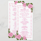 Hübsches Pink Corner Bouquets Hochzeitsprogramm Programm (Vorne/Hinten)