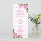 Hübsches Pink Corner Bouquets Hochzeitsprogramm Programm (Stehend Vorderseite)