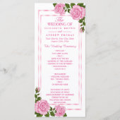 Hübsches Pink Corner Bouquets Hochzeitsprogramm Programm (Vorderseite)
