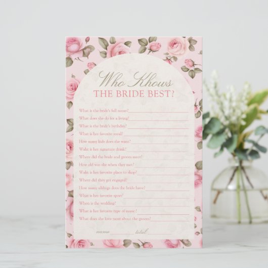 Hübsches Pink, der das Bride Brautparty Game kennt (Stehend Vorderseite)