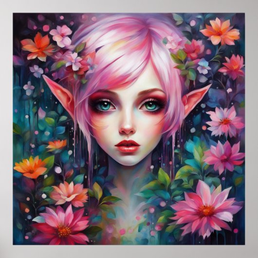 Hübsches Pink-Elf-Poster Poster (Vorne)