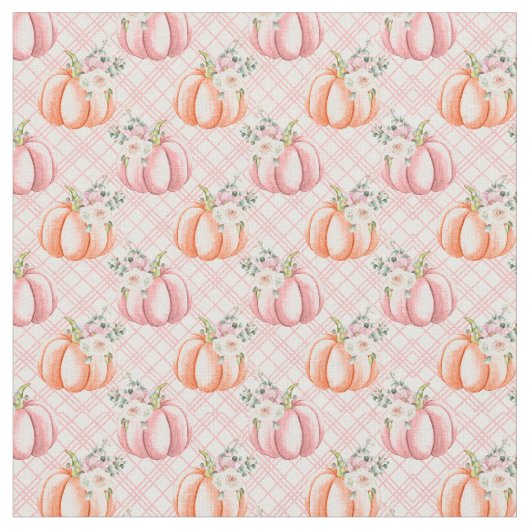Hübsches Pink Fall Pumpkin Muster Stoff (Nahaufnahme)