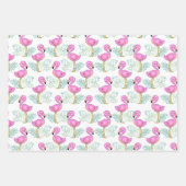 Hübsches Pink Flamingos Wrapping Paper Set 3 Geschenkpapier Set (Vorderseite)