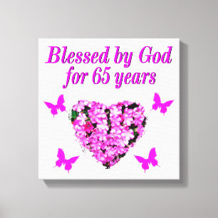 HÜBSCHES PINK FLORAL 65. GEBURTSTAG DESIGN LEINWANDDRUCK