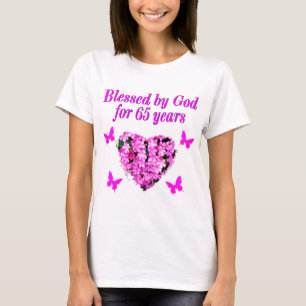 HÜBSCHES PINK FLORAL 65. GEBURTSTAG DESIGN T-Shirt