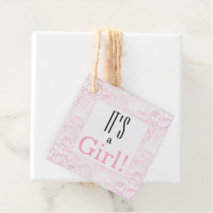 Hübsches PInk Floral Es ist ein Girl Baby Sprinkle Geschenkanhänger