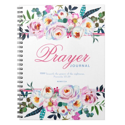 Hübsches Pink Floral Prayer Journal Notizblock (Vorderseite)