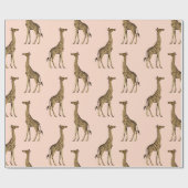 Hübsches Pink Giraffe Wrapping Paper Geschenkpapier (Flach)