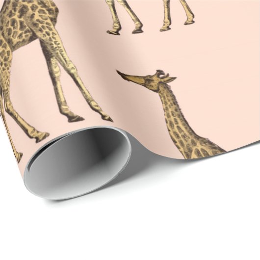 Hübsches Pink Giraffe Wrapping Paper Geschenkpapier (Rolleneckpunkt)