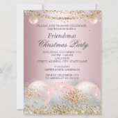 Hübsches Pink Gold Bauble Friendsmas Weihnachtsfes Einladung (Vorderseite)
