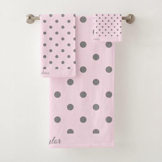 HÜBSCHES PINK GRAU SPOT BADEZIMMER TOWEL SET (Insitu)