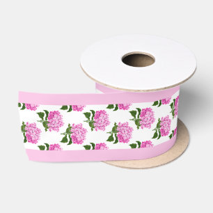 Hübsches Pink Hydrangea und Periwinkle Edge Border Satinband