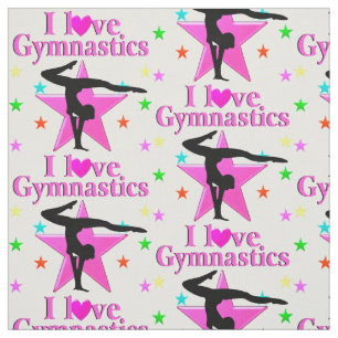 HÜBSCHES PINK I LIEBE GYMNASTICS-DESIGN STOFF