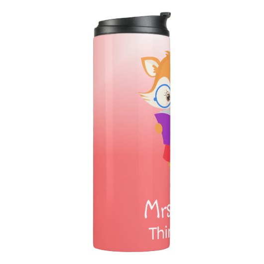 Hübsches Pink-Lehrer-Geschenk mit Fuchs Thermosbecher (Nach links gedreht)