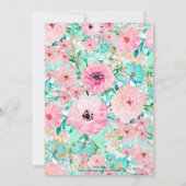 Hübsches Pink & Minze Aquarell Handfarbe Einladung (Rückseite)