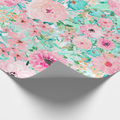 Hübsches Pink & Minze Aquarell Handfarbe Geschenkpapier (Ecke)