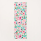 Hübsches Pink & Minze Aquarell Handfarbe Yogamatte (Vorderseite)
