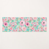 Hübsches Pink & Minze Aquarell Handfarbe Yogamatte (Vorderseite (Horizontal))