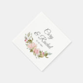 Hübsches Pink Roses Bouquet Hochzeitspapier Serviette (Ecke)