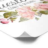 Hübsches Pink Roses Bouquet Wedding Sign Poster (Ecke)