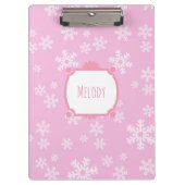 Hübsches Pink Snowflake Paradies Klemmbrett (Vorderseite)