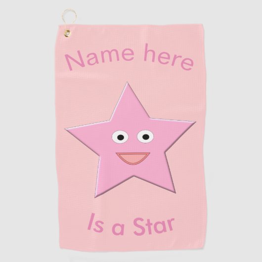 Hübsches Pink Star Custom Golf Handtuch (Vorderseite)