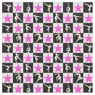HÜBSCHES PINK STAR GYMNASTICS-DESIGN STOFF