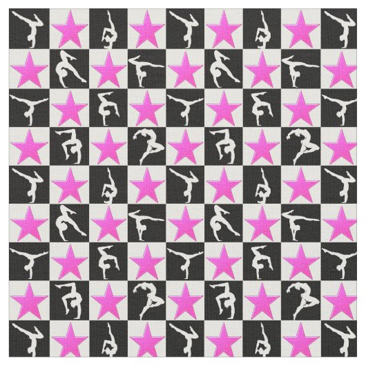 HÜBSCHES PINK STAR GYMNASTICS-DESIGN STOFF (Nahaufnahme)
