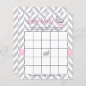 Hübsches Pink und Grau Elephant Baby Shower Bingo (Vorne/Hinten)