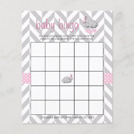 Hübsches Pink und Grau Elephant Baby Shower Bingo