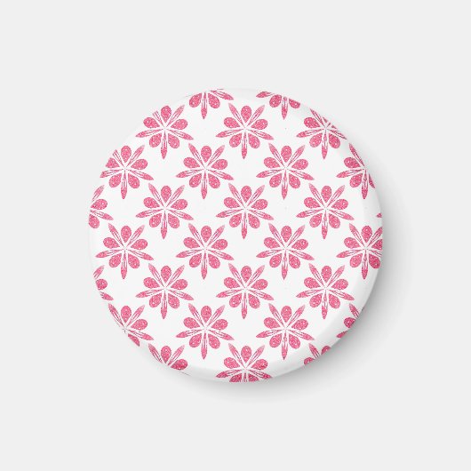 Hübsches Pink und White Snowflake Blume Muster Magnet (Vorne)