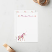 Hübsches PInk Unicorn Personalisiert Mitteilungskarte (Vorderseite/Rückseite Beispiel)