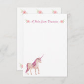 Hübsches PInk Unicorn Personalisiert Mitteilungskarte (Vorne/Hinten)