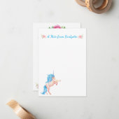 Hübsches PInk Unicorn Personalisiert Mitteilungskarte (Vorderseite/Rückseite Beispiel)