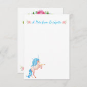 Hübsches PInk Unicorn Personalisiert Mitteilungskarte (Vorne/Hinten)