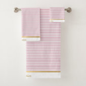 HÜBSCHES PINK WHIRLSTRIPED TRIM TOWEL SET (Insitu)