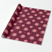 Hübsches Pink Winter Poinsettia Muster Geschenkpapier (Ungerollt)