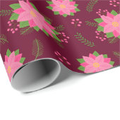 Hübsches Pink Winter Poinsettia Muster Geschenkpapier (Rolleneckpunkt)