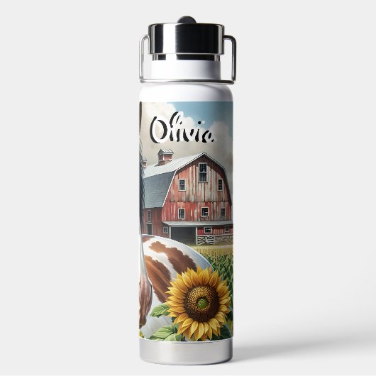 Hübsches Pinto Brown und Weißpferd auf rustikaler  Trinkflasche (Hinten)