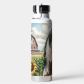 Hübsches Pinto Brown und Weißpferd auf rustikaler  Trinkflasche (rechts)