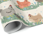 Hübsches Pixel-Hühner-Muster Geschenkpapier (Rolleneckpunkt)