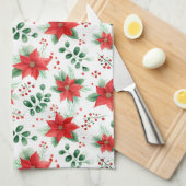 Hübsches Poinsettias Minimalistisches Wasserfarben Geschirrtuch (Viertel Falte)