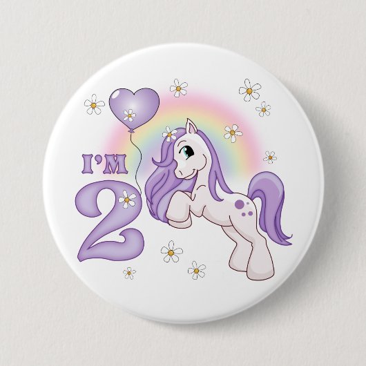 Hübsches Pony 2. Geburtstag Button (Vorderseite)