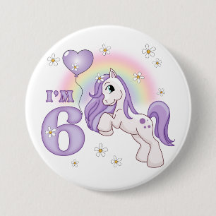 Hübsches Pony 6. Geburtstag Button