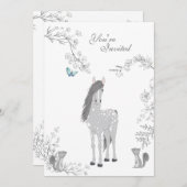 Hübsches Pony and Squirrels Woodland Horse Geburts Einladung (Vorne/Hinten)