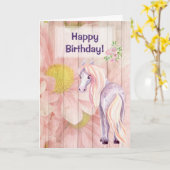 Hübsches Pony in Daisis auf dem Braunholzpferd Geb Karte (Gelbe Blume)