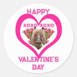 Hübsches Pony in Rosa Valentinstag für Kinder Runder Aufkleber
